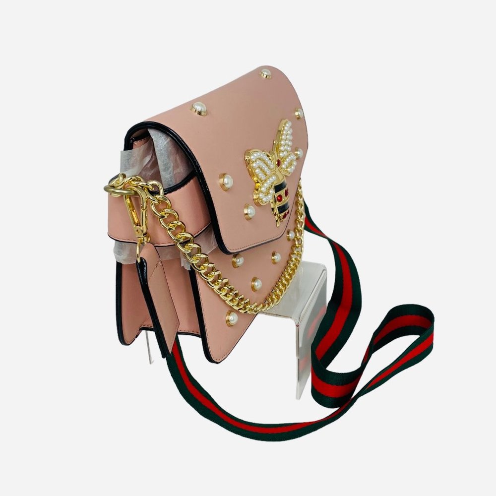 Trendy Pink Bee Bag w/ Wide Shoulder Strap - Picture 3 of 10